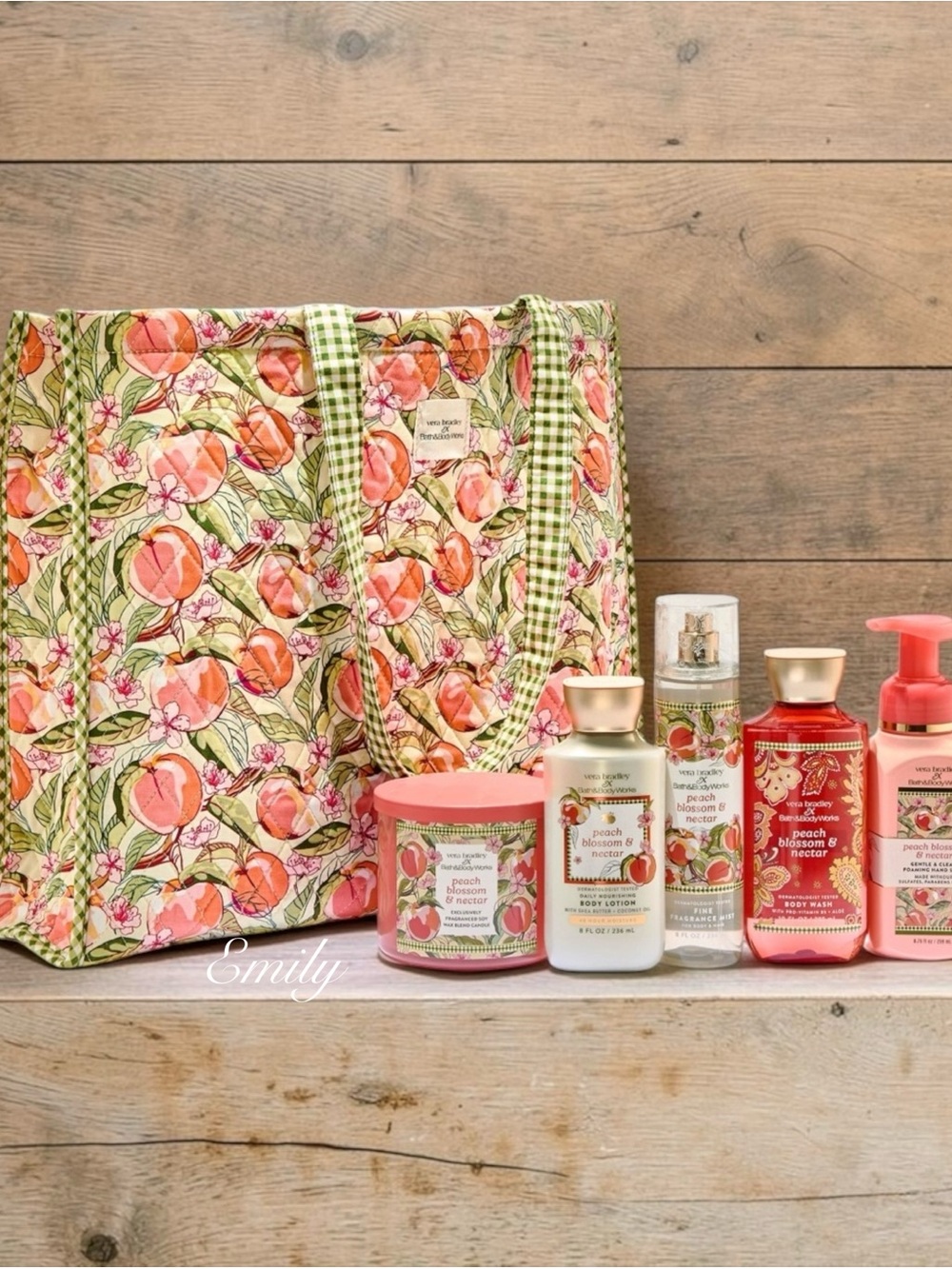6-Pc Bath & Body Works x Vera Bradley Peach Blossom Nectar Exclusive Tote Bundle